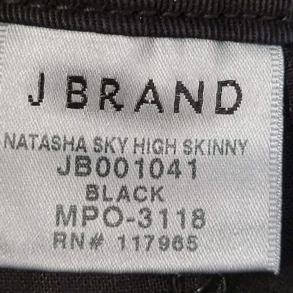 J Brand Natasha Sky High Skinny Pants Size 26 Black Velvet Exposed Button Fly - Picture 7 of 12